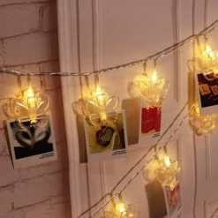 Elegant Wedding Reception Party LED Photo Clip String Lights Star Heart Butterfly for Weddings Holidays Party Christmas Bedroom Decroation 6M 40 LEDs