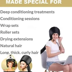 Eleganty Soft Bonnet Hood Hairdryer Attachment with Headband that Reduces Heat Around Ears and Neck to Enjoy Long Sessions - Used for Hair Styling Deep Conditioning and Hair Drying