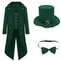 Elf Irish Halloween Outfits Tailcoat Carnival Costume Retro Vintage Medieval Renaissance Adults' Men's Halloween Carnival Performance Party Easy Halloween Costumes Dress Up