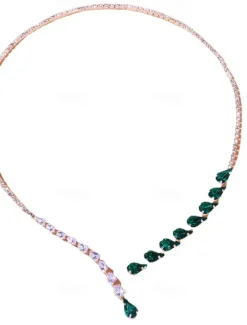 Emerald and Crystal Drop Necklace – Elegant Statement Jewelry for Weddings and Formal Events