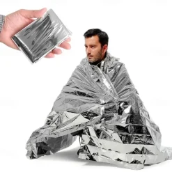 Emergency Silver Mylar Thermal Compact Waterproof Blankets For First Aid Kits, Natural Disasters Equipment, Retain Body Heat, Keeps You Warm Dimension After Opening 82*51in
