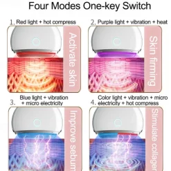 EMS Face Guasha Massager with Red/Blue/Purple Light 42 Heat Massage Microcurrent Machine for Anti-Aging Anti-Wrinkles Face Lifting Body Relief