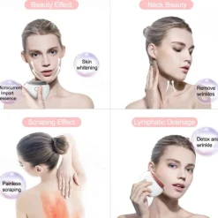 EMS Face Guasha Massager with Red/Blue/Purple Light 42 Heat Massage Microcurrent Machine for Anti-Aging Anti-Wrinkles Face Lifting Body Relief