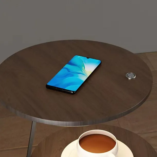 End Table with Lamp,Floor Lamp with Table Attached,Rustic Bedside Nightstand with Drawer and Wireless Charging for Bedroom,Living Room 110-240V