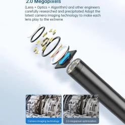 Endoscope Camera with Light Waterproof Snake Inspection Endoscope with 8 LED Lights 2.0 Megapixel HD Camera for iOS & Android Phones