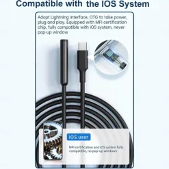Endoscope Camera with Light Waterproof Snake Inspection Endoscope with 8 LED Lights 2.0 Megapixel HD Camera for iOS & Android Phones