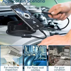 Endoscope Camera with Light Waterproof Snake Inspection Endoscope with 8 LED Lights 2.0 Megapixel HD Camera for iOS & Android Phones