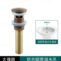 Engraved Antique Brass Pop Up Bathroom Sink Drain Strainer Stopper no Overflow Hole Kitchen Basin Sink Bottle Trap Drainer