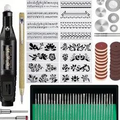 Engraving Tool Kit Multi-Functional Electric Corded Micro Engraver Etching Pen DIY Rotary Tool For Jewelry Glass Wood Metal Ceramic Plastic(U.S Model)