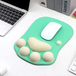 Ergonomic 3D Mouse Pad with Wrist Support Cute Cat Paw Soft Comfortable Silicone Wrist Rest Mice Mat Anti-Slip Wrist Pad for Computer Office Computer Game