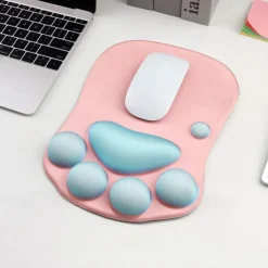 Ergonomic 3D Mouse Pad with Wrist Support Cute Cat Paw Soft Comfortable Silicone Wrist Rest Mice Mat Anti-Slip Wrist Pad for Computer Office Computer Game