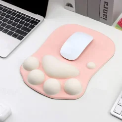 Ergonomic 3D Mouse Pad with Wrist Support Cute Cat Paw Soft Comfortable Silicone Wrist Rest Mice Mat Anti-Slip Wrist Pad for Computer Office Computer Game