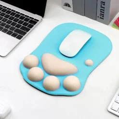 Ergonomic 3D Mouse Pad with Wrist Support Cute Cat Paw Soft Comfortable Silicone Wrist Rest Mice Mat Anti-Slip Wrist Pad for Computer Office Computer Game