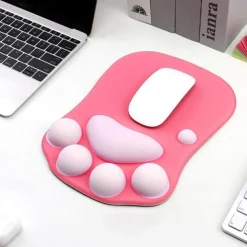 Ergonomic 3D Mouse Pad with Wrist Support Cute Cat Paw Soft Comfortable Silicone Wrist Rest Mice Mat Anti-Slip Wrist Pad for Computer Office Computer Game