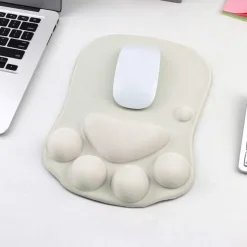 Ergonomic 3D Mouse Pad with Wrist Support Cute Cat Paw Soft Comfortable Silicone Wrist Rest Mice Mat Anti-Slip Wrist Pad for Computer Office Computer Game