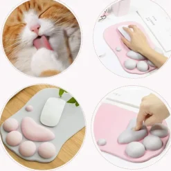Ergonomic 3D Mouse Pad with Wrist Support Cute Cat Paw Soft Comfortable Silicone Wrist Rest Mice Mat Anti-Slip Wrist Pad for Computer Office Computer Game