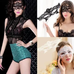 Europe And America Fashion Temperament Elegant Sexy Black Lace Face Mask For Women Girls Lover Date Party Jewelry Gift