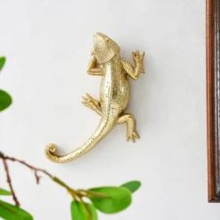 European Style Lizard Wall Decoration Gold Retro Wall Decoration Tree Resin Material Handmade Handicraft Decorative Ornaments Suitable For Home Wall Decoration