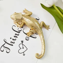 European Style Lizard Wall Decoration Gold Retro Wall Decoration Tree Resin Material Handmade Handicraft Decorative Ornaments Suitable For Home Wall Decoration