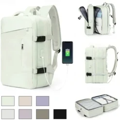 Expandable Travel Backpack with USB Charging Port – Large Capacity Carry-On Bag for Men and Women, Business, College, or Weekend Trips