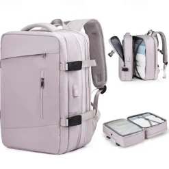 Expandable Travel Backpack with USB Charging Port – Large Capacity Carry-On Bag for Men and Women, Business, College, or Weekend Trips