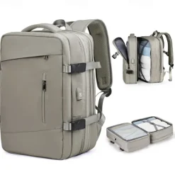 Expandable Travel Backpack with USB Charging Port – Large Capacity Carry-On Bag for Men and Women, Business, College, or Weekend Trips