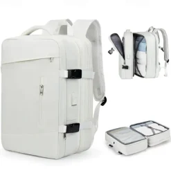 Expandable Travel Backpack with USB Charging Port – Large Capacity Carry-On Bag for Men and Women, Business, College, or Weekend Trips