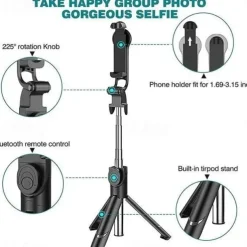 Extendable Handheld Selfie Stick Bluetooth Remote Control Three-in-one Integrated Self-timer Tripod Mobile Phone Bracket Remote Control for Selfies
