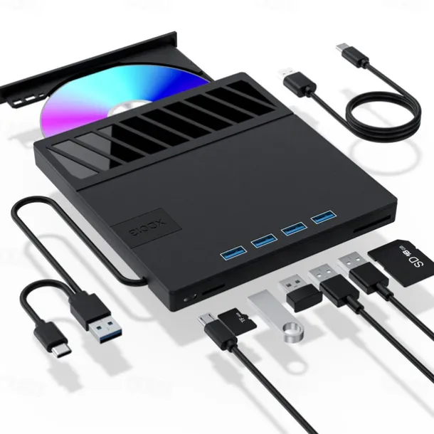 External CD/DVD Drive for Laptop 7 in 1 USB Ultra-Slim Portable CD/DVD Player Burner Compatible with External DVD Player for Laptop