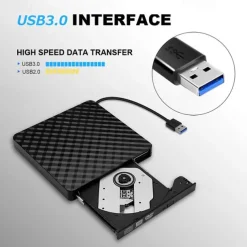 External USB3.0DVD RW CD Burner Portable Optical Drive Burner Reader Player For PC Laptop MacBook Windows 7/8/10/11/XP/Vista/Linux OS