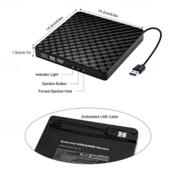 External USB3.0DVD RW CD Burner Portable Optical Drive Burner Reader Player For PC Laptop MacBook Windows 7/8/10/11/XP/Vista/Linux OS