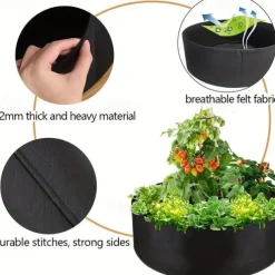 Extra Large Fabric Raised Planting Bed Round Flower Pot Planter Bag Garden Bed Bag Herb Flower Vegetable Plant