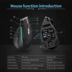 F-36 Ergonomic Vertical Mouse Right Left Hand 2.4G+BT1+BT2 Wireless Computer Gaming Mice Optical USB Mice for Computer Desktop