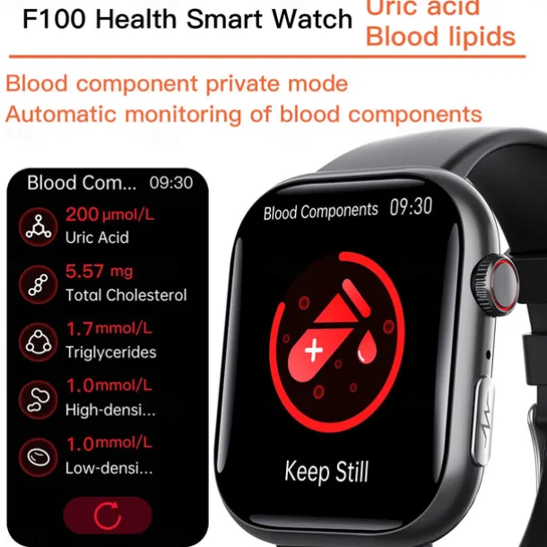 F100 Smart Watch Bluetooth Call 2.1inch Large Screen ECG HRV 24 Hrs Heart Rate Health Monitor SOS Men Women Smartwatch