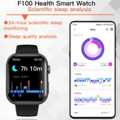 F100 Smart Watch Bluetooth Call 2.1inch Large Screen ECG HRV 24 Hrs Heart Rate Health Monitor SOS Men Women Smartwatch