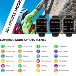 F100 Smart Watch Bluetooth Call 2.1inch Large Screen ECG HRV 24 Hrs Heart Rate Health Monitor SOS Men Women Smartwatch