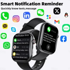 F100 Smart Watch Bluetooth Call 2.1inch Large Screen ECG HRV 24 Hrs Heart Rate Health Monitor SOS Men Women Smartwatch