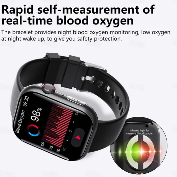 F100 Smart Watch Bluetooth Call 2.1inch Large Screen ECG HRV 24 Hrs Heart Rate Health Monitor SOS Men Women Smartwatch