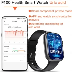 F100 Smart Watch Bluetooth Call 2.1inch Large Screen ECG HRV 24 Hrs Heart Rate Health Monitor SOS Men Women Smartwatch