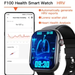 F100 Smart Watch Bluetooth Call 2.1inch Large Screen ECG HRV 24 Hrs Heart Rate Health Monitor SOS Men Women Smartwatch