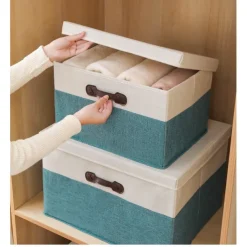 Fabric Folding Storage Box Household Wardrobe Quilt Finishing Box With Lid Large Storage Basket Car Drawer Type Storage Box