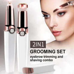 Facial Hair Removal for Women Rechargeable Hair Remover 2 in 1 Eyebrow Trimmer and Face Shavers for Women Hair Removal for Eyebrows Peach Fuzz Lips Arms with Light