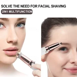 Facial Hair Removal for Women Rechargeable Hair Remover 2 in 1 Eyebrow Trimmer and Face Shavers for Women Hair Removal for Eyebrows Peach Fuzz Lips Arms with Light