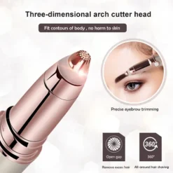 Facial Hair Removal for Women Rechargeable Hair Remover 2 in 1 Eyebrow Trimmer and Face Shavers for Women Hair Removal for Eyebrows Peach Fuzz Lips Arms with Light