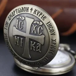 Fair Libra Cross Emblem Quartz Pocket Watch Retro Fashion Men's and Women's Necklace Pendant Student's Best Gift