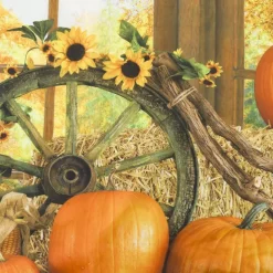 Fall Forest Hanging Tapestry Wall Art Large Tapestry Mural Decor Photograph Backdrop Blanket Curtain Home Bedroom Living Room Decoration Thanksgiving Pumpkins Sunflower Maple Leaves Autumn