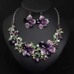 Fall Wedding Bridal Jewelry Sets Two-piece Suit Cubic Zirconia Rhinestone Alloy 1 Necklace Earrings Women's Statement European Classic Flower Shape irregular Jewelry Set For Party Wedding