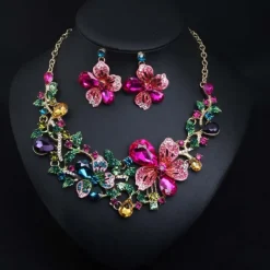 Fall Wedding Bridal Jewelry Sets Two-piece Suit Cubic Zirconia Rhinestone Alloy 1 Necklace Earrings Women's Statement European Classic Flower Shape irregular Jewelry Set For Party Wedding