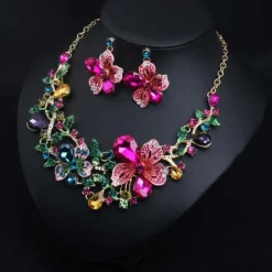 Fall Wedding Bridal Jewelry Sets Two-piece Suit Cubic Zirconia Rhinestone Alloy 1 Necklace Earrings Women's Statement European Classic Flower Shape irregular Jewelry Set For Party Wedding