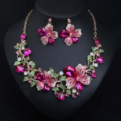 Fall Wedding Bridal Jewelry Sets Two-piece Suit Cubic Zirconia Rhinestone Alloy 1 Necklace Earrings Women's Statement European Classic Flower Shape irregular Jewelry Set For Party Wedding